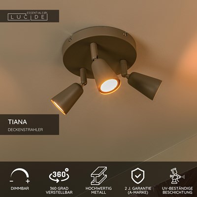 Lucide TIANA - Deckenstrahler - 3xGU10 - Taupe | Essential